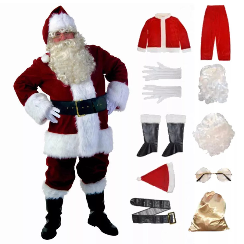 MiFirem Santa popular Claus Suit Christmas Adult Costumes Fancy Dress Deluxe Velvet Full